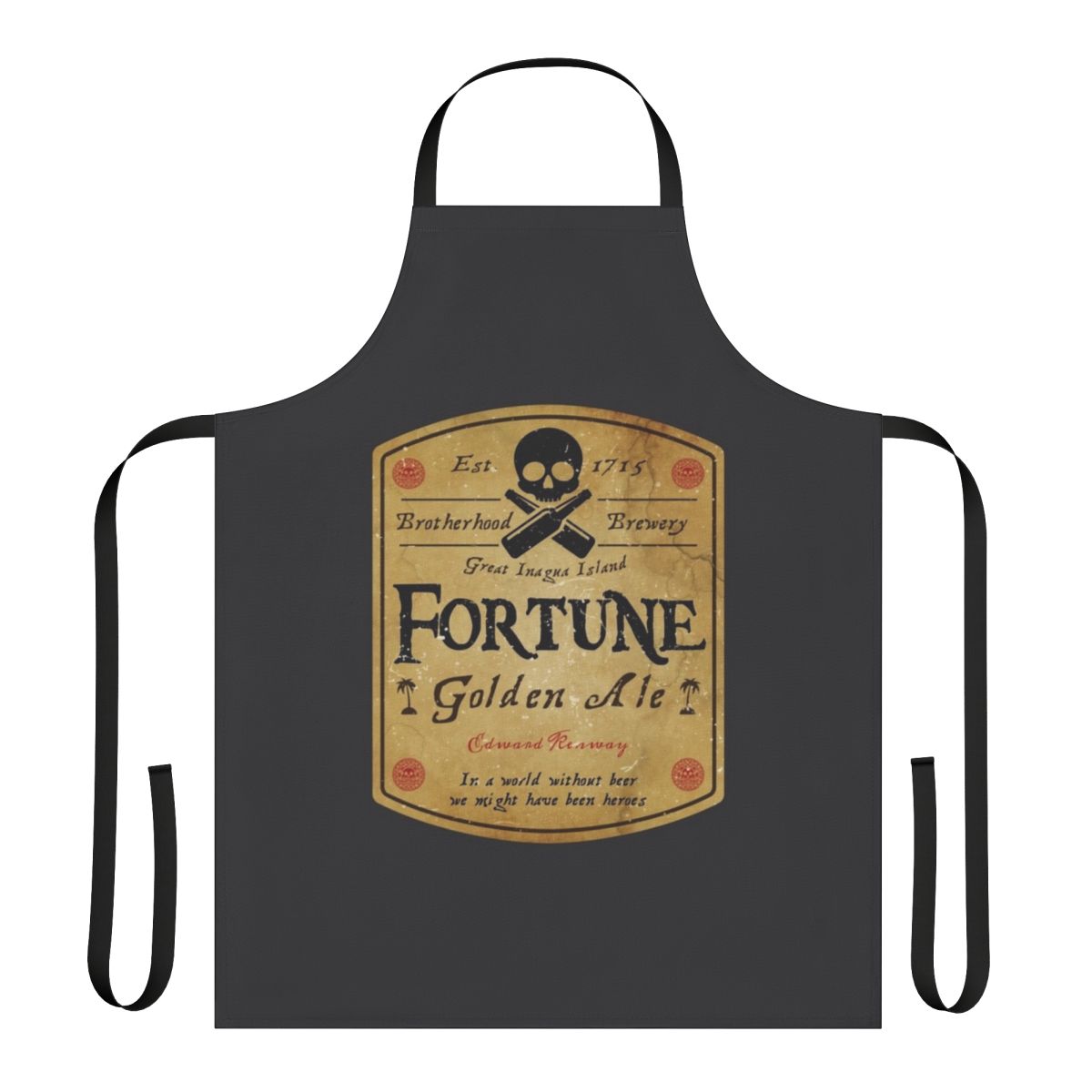 Assassin's Creed inspired beer label design printed on a high-quality apron