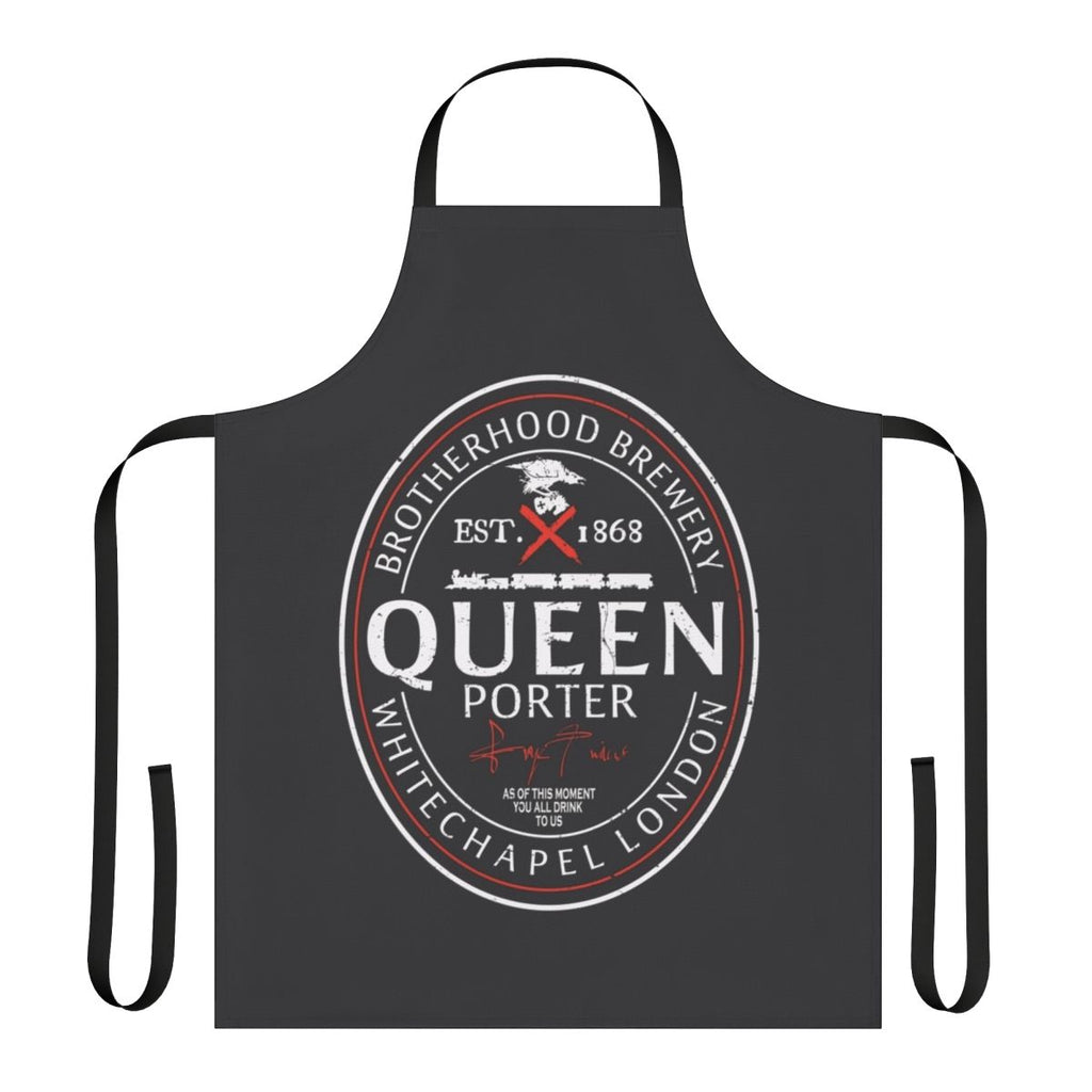 Apron featuring a gaming-inspired beer label design with Assassin's Creed elements
