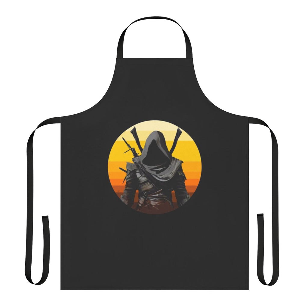Assassins Creed-inspired apron featuring iconic characters like Ezio Auditore, Connor, and Altair