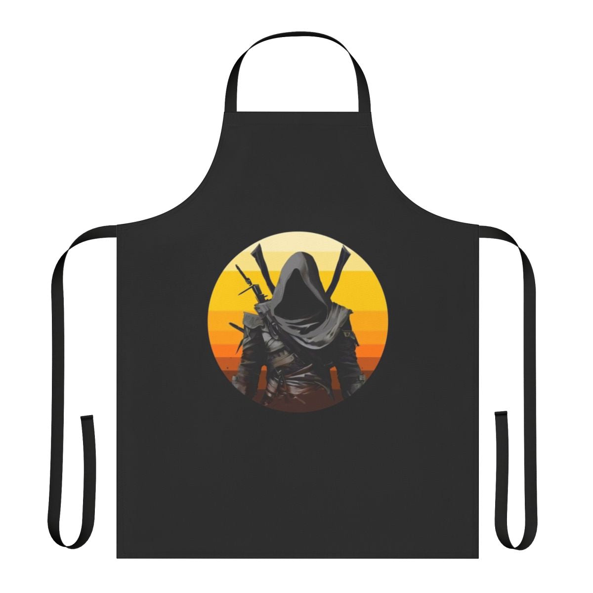 Assassins Creed-inspired apron featuring iconic characters like Ezio Auditore, Connor, and Altair