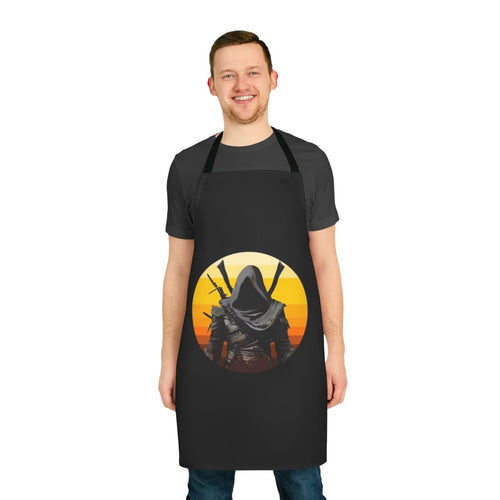 Assassins Creed-inspired apron featuring iconic characters like Ezio Auditore, Connor, and Altair