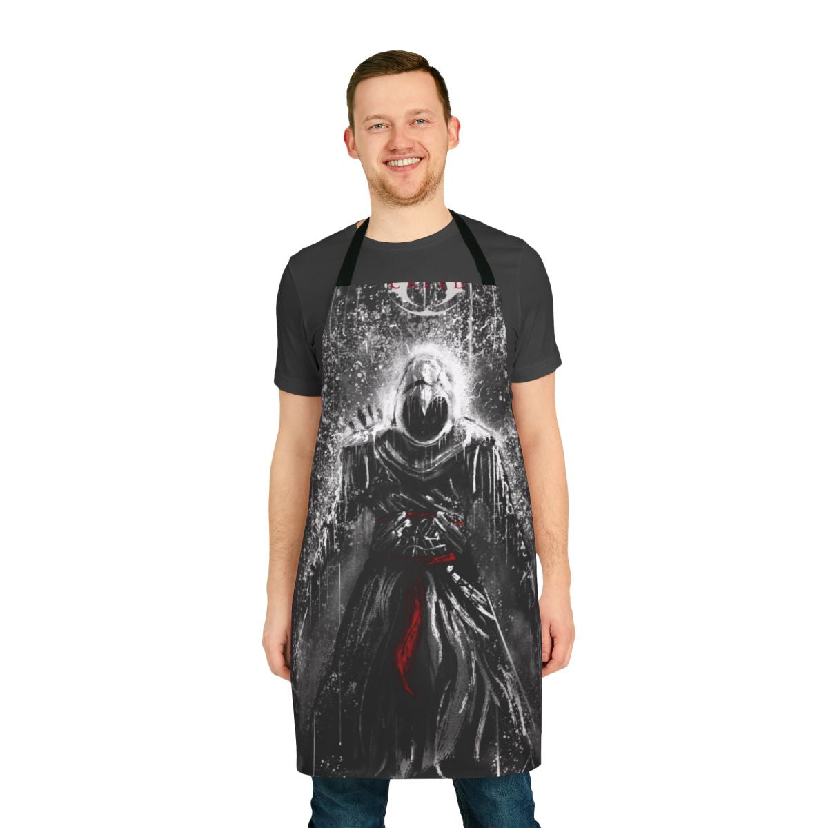 Assassin's Creed inspired apron with sword, blade, and fantasy elements
