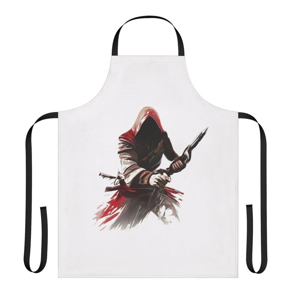 Assassin's Creed themed apron featuring iconic characters and symbols
