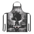 Assassins Creed inspired apron with a cross design and gaming elements