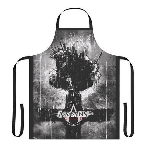 Assassins Creed inspired apron with a cross design and gaming elements