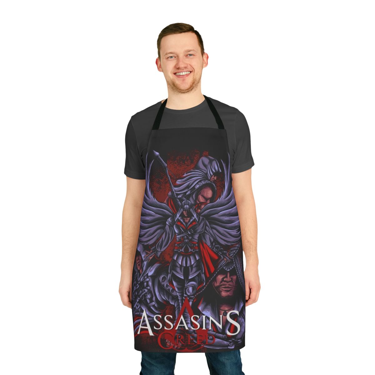 Assassins Creed inspired dark art apron with Nordic and fantasy design elements