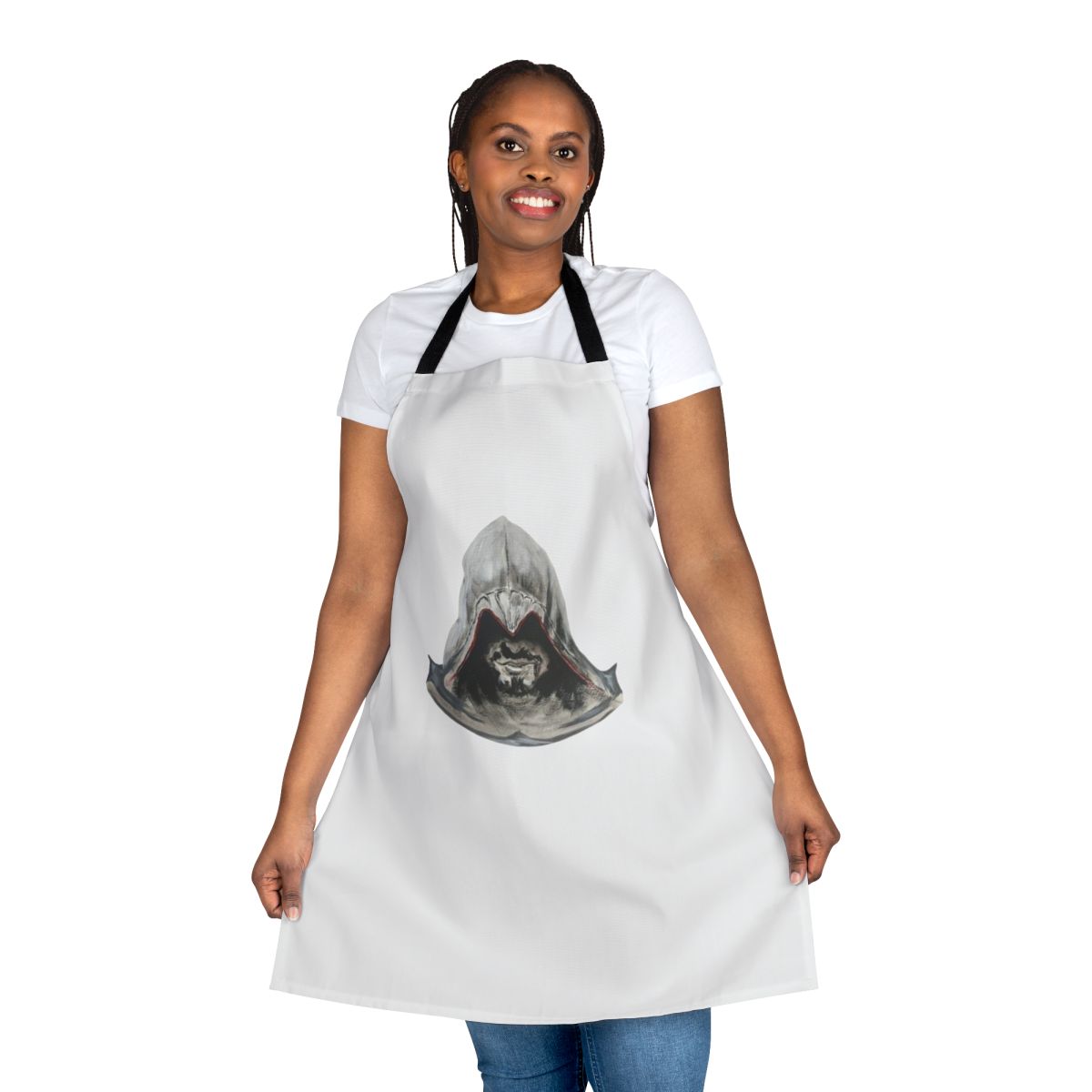Assassin's Creed inspired apron featuring the iconic Ezio Auditore da Firenze character