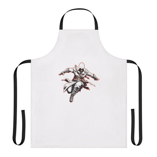 Assassins Creed-inspired apron featuring a Requiescat In Pace design
