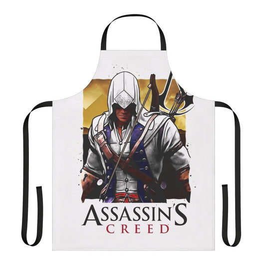 Assassin's Creed themed apron with iconic game imagery and symbols