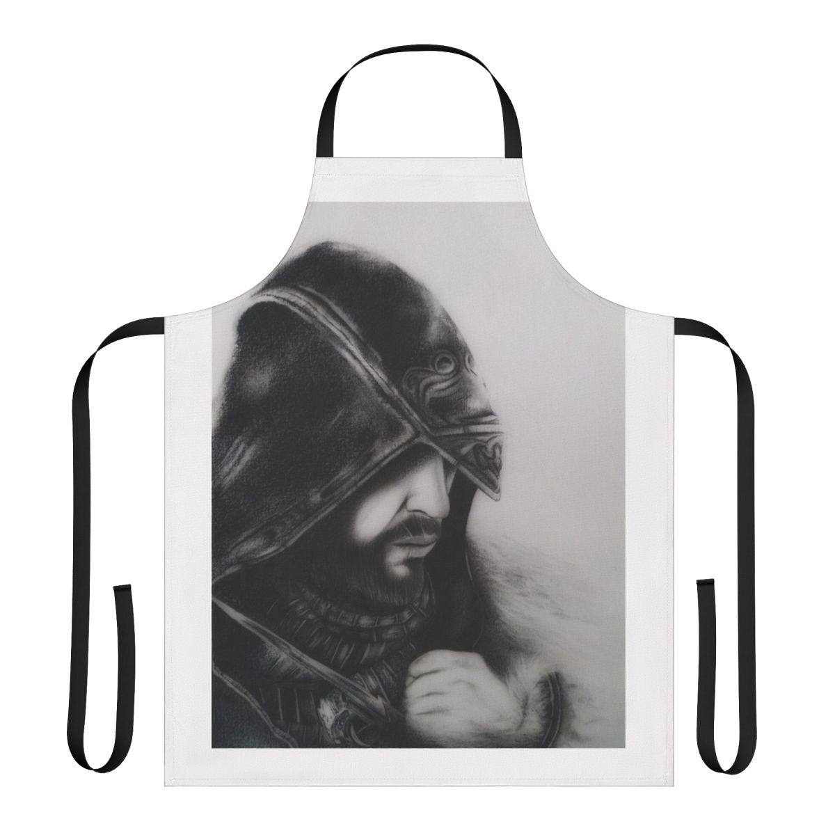 Assassins Creed inspired apron featuring a pencil drawing design