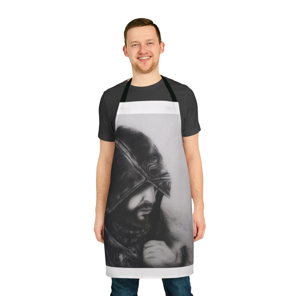 Assassins Creed inspired apron featuring a pencil drawing design
