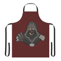 Pixel art design of Ezio Auditore from Assassin's Creed Revelations on a black kitchen apron