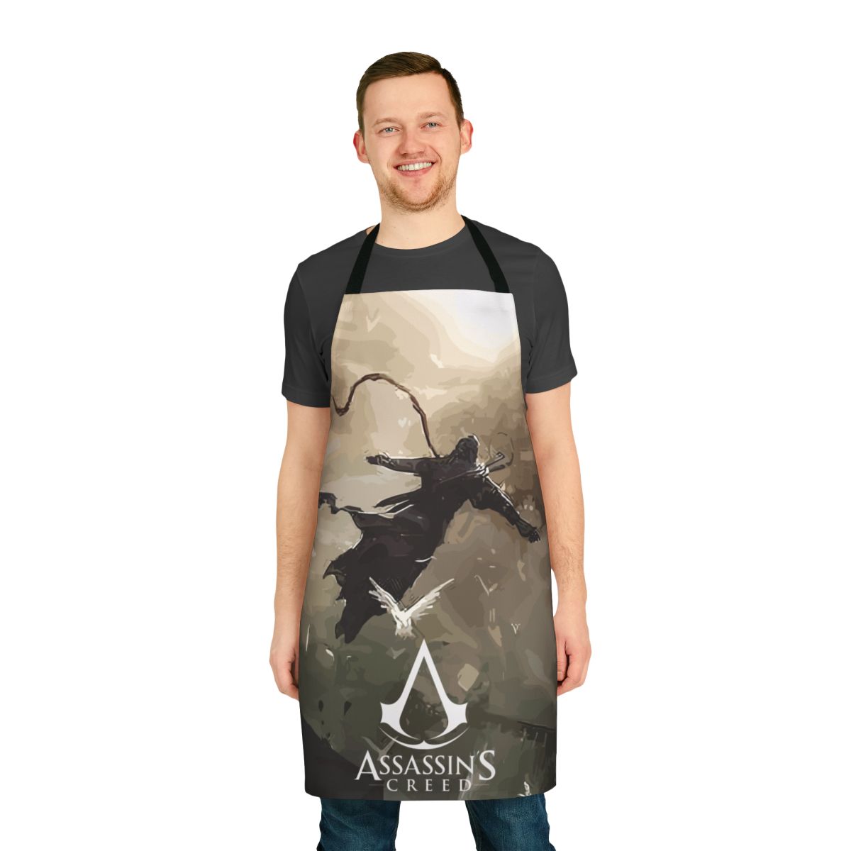 Assassin's Creed-themed apron featuring the Unity game logo and design