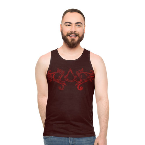 Assassin's Creed red tribal pattern unisex tank top