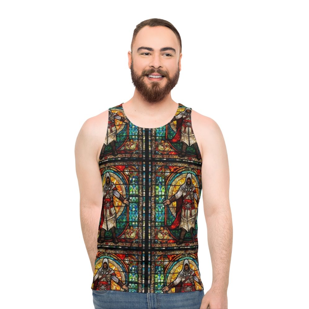 Assassin's Creed stained glass mosaic unisex tank top