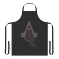 Assassin's Creed Syndicate-themed apron with the Rooks logo and silhouettes of Jacob and Evie Frye