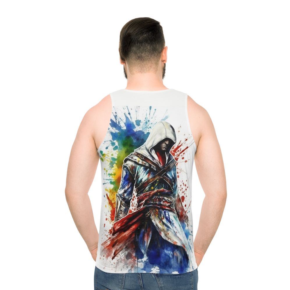 Assassin's Creed unisex tank top with a splatter sketch design