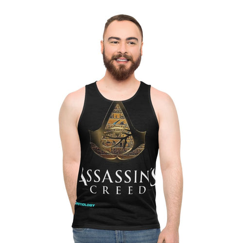 Assassin's Creed inspired unisex tank top with Egyptian-themed graphics