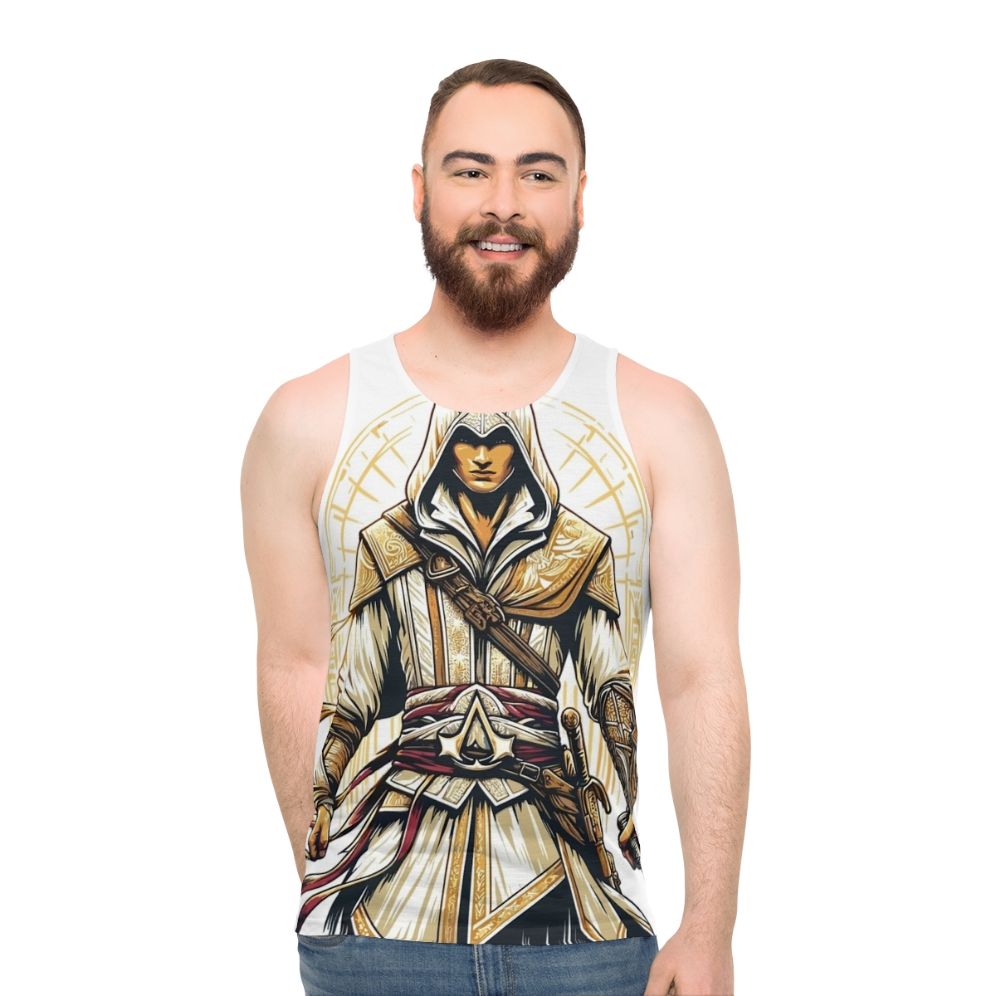 Assassin's Creed unisex tank top featuring a bright, action-packed design
