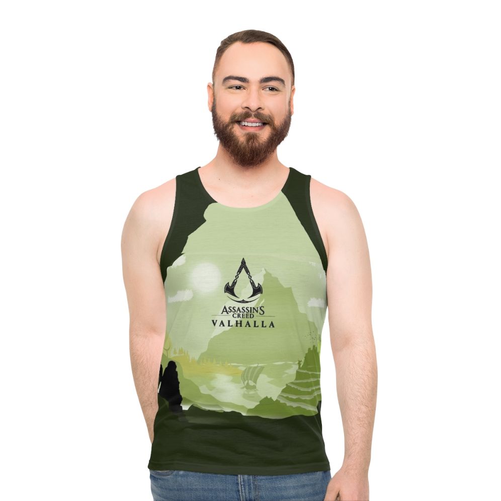 Assassin's Creed Valhalla Unisex Tank Top with Viking Landscape
