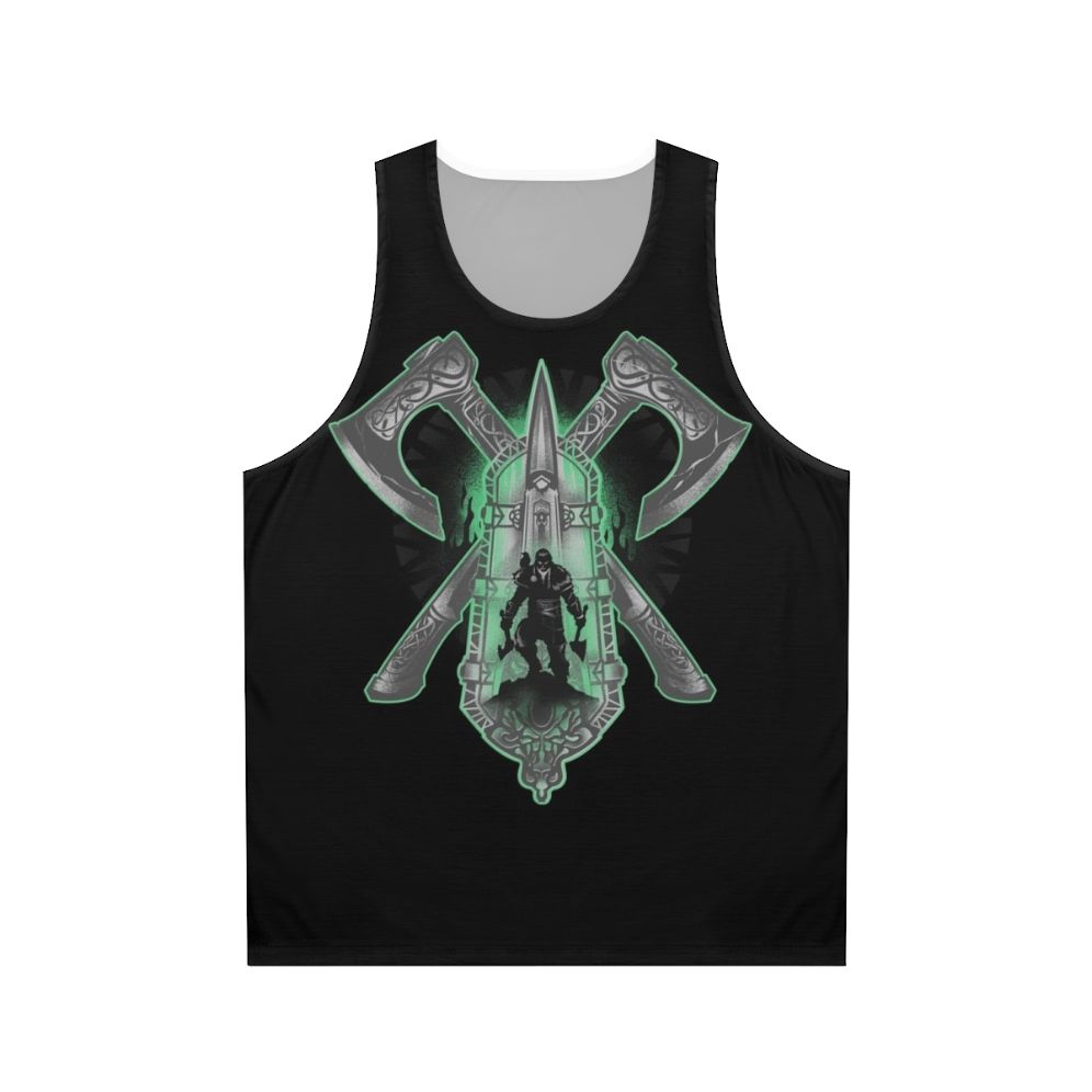 Assassin's Creed inspired unisex tank top with hidden blade and axe design