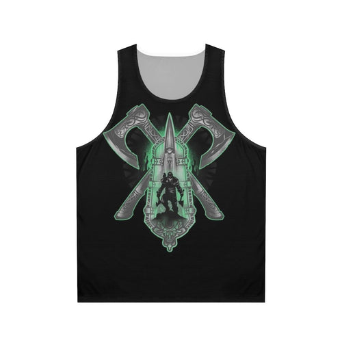 Assassin's Creed inspired unisex tank top with hidden blade and axe design