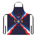 Assyrian cultural flag apron featuring blue, red, and white colors with star symbol