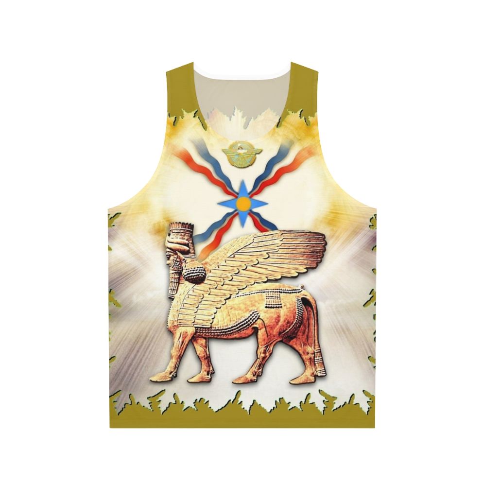 Assyrian Unisex Tank Top with Lamassu and Winged Bull Design