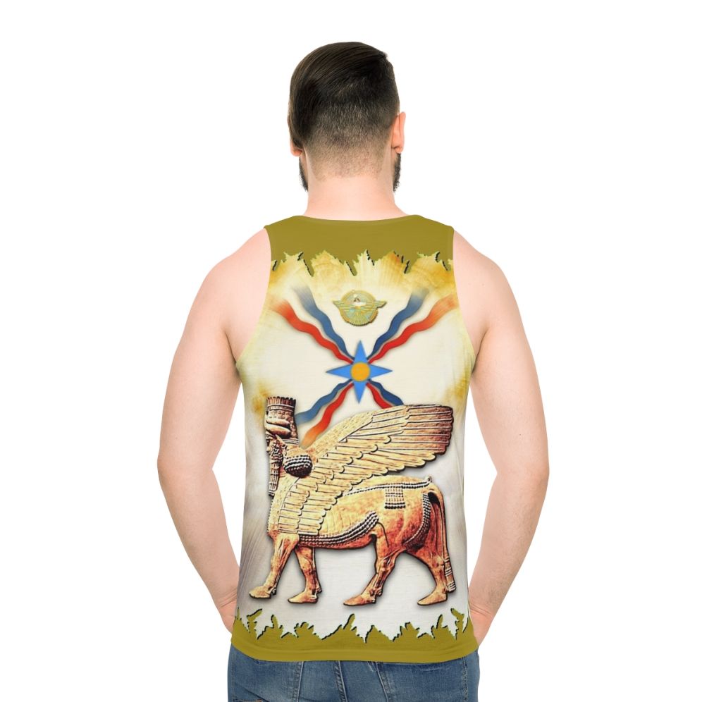 Assyrian Unisex Tank Top with Lamassu and Winged Bull Design