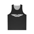 Aston Martin logo on carbon fiber background unisex tank top