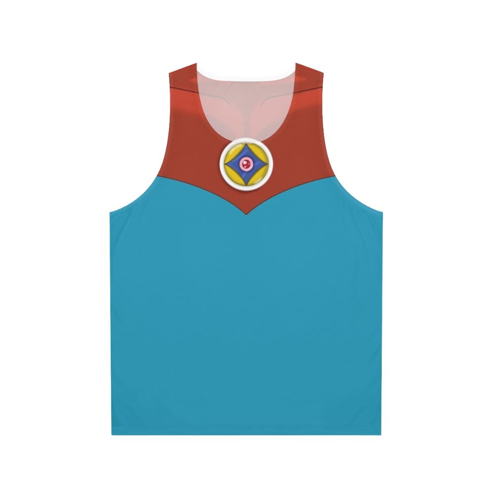 Astroganger unisex tank top featuring retro-futuristic mecha design