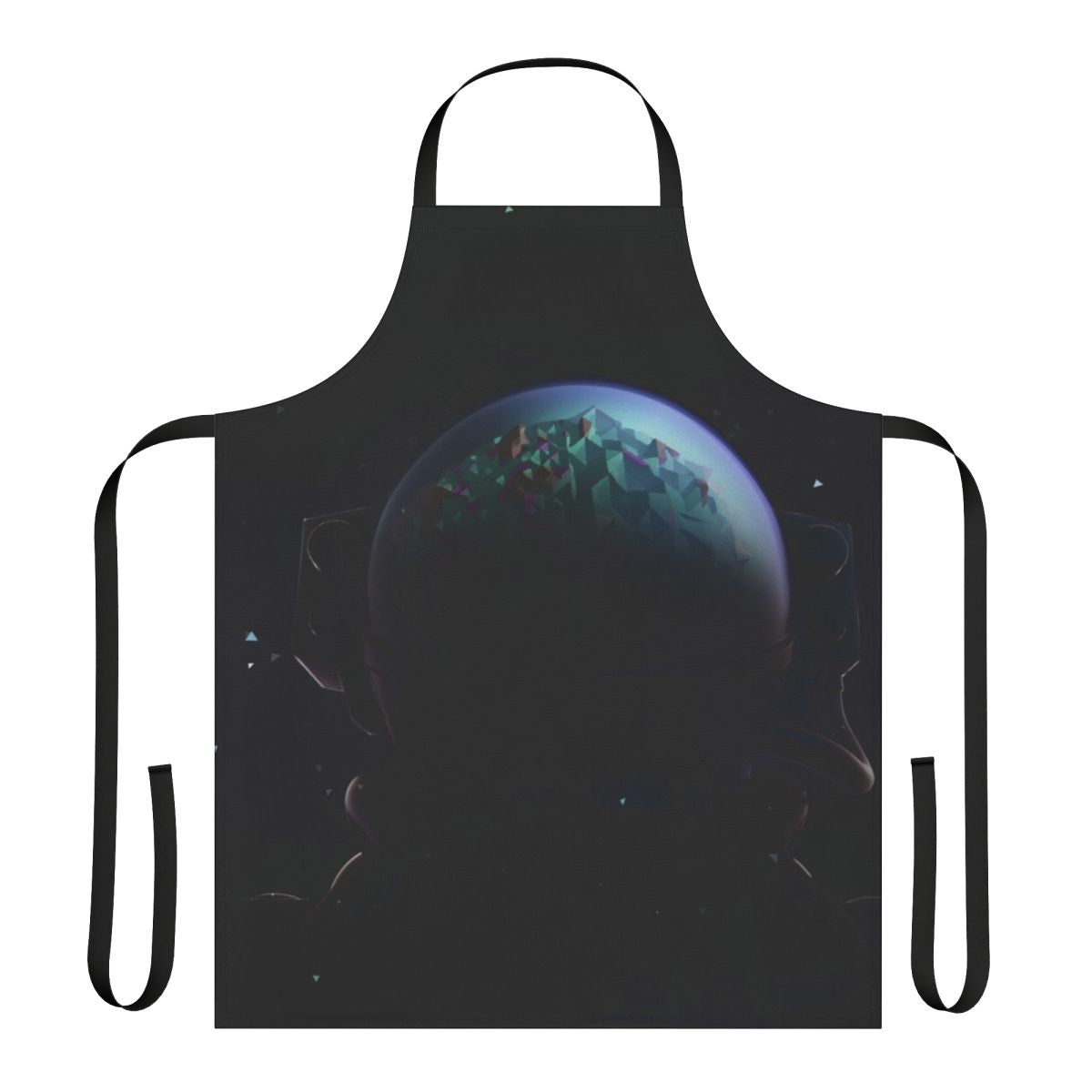Astronaut-themed apron with space, star, and planetary exploration imagery