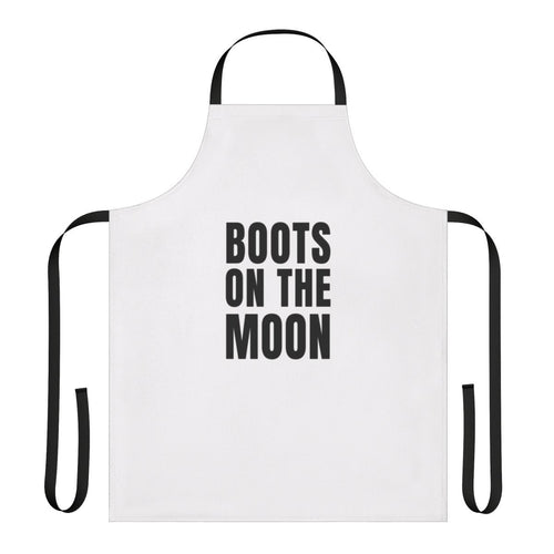 An astronaut-inspired apron featuring space-themed graphics and quotes from the Netflix series "Space Force".