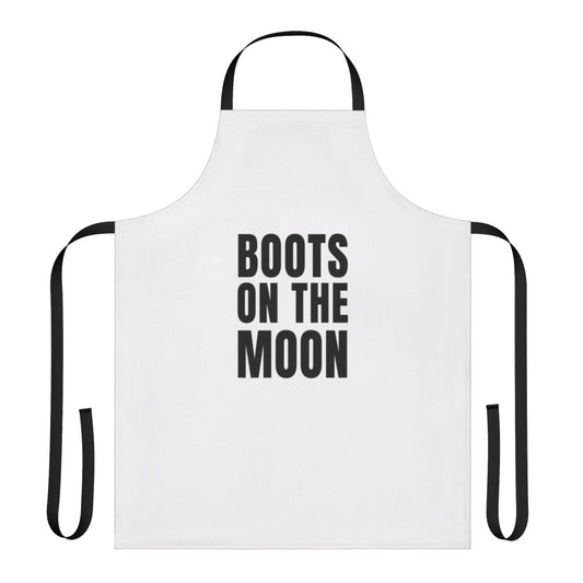 An astronaut-inspired apron featuring space-themed graphics and quotes from the Netflix series "Space Force".