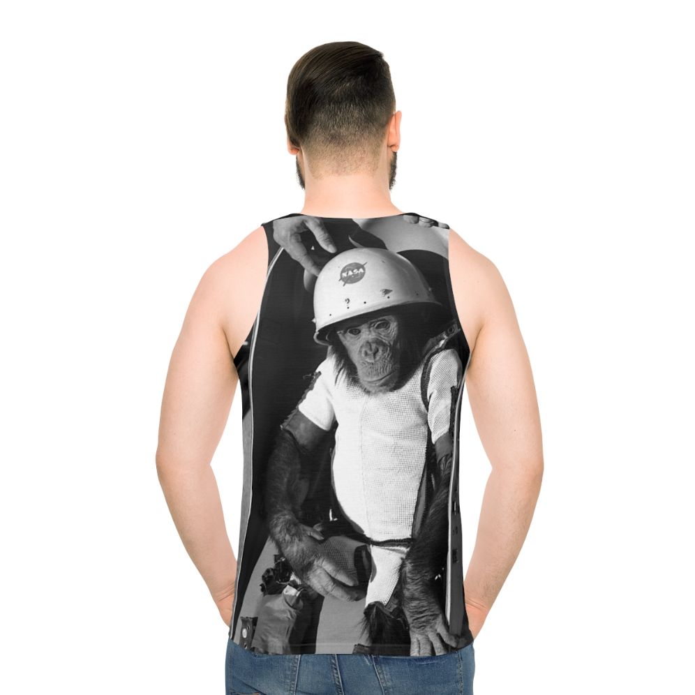 Unisex tank top with graphic of astronaut monkey