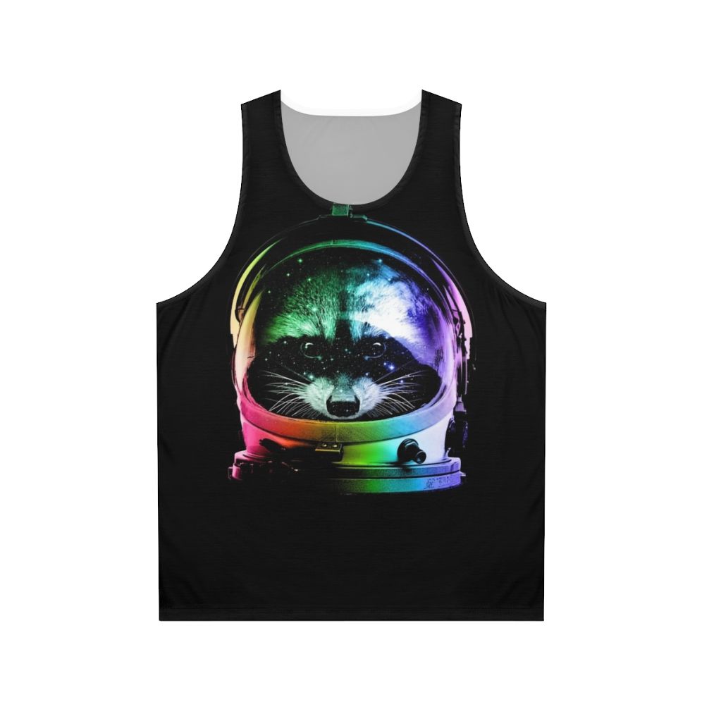 Unisex astronaut raccoon tank top
