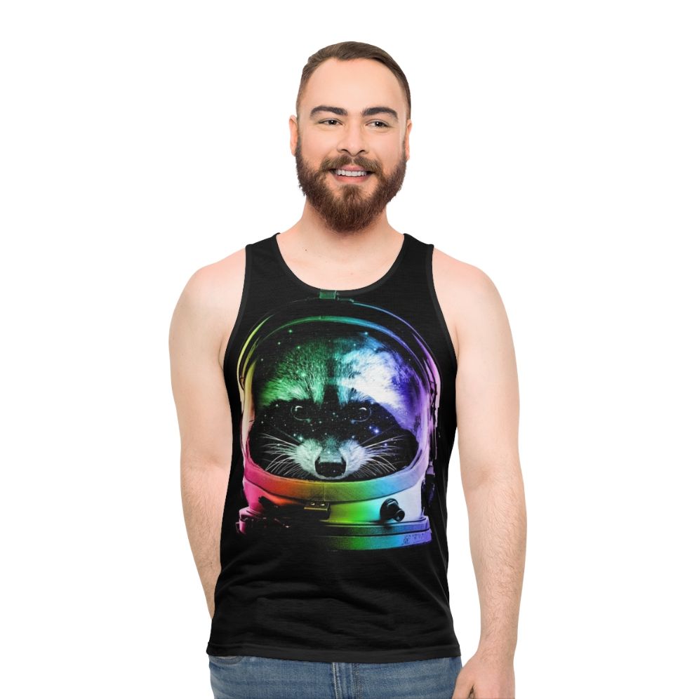 Unisex astronaut raccoon tank top