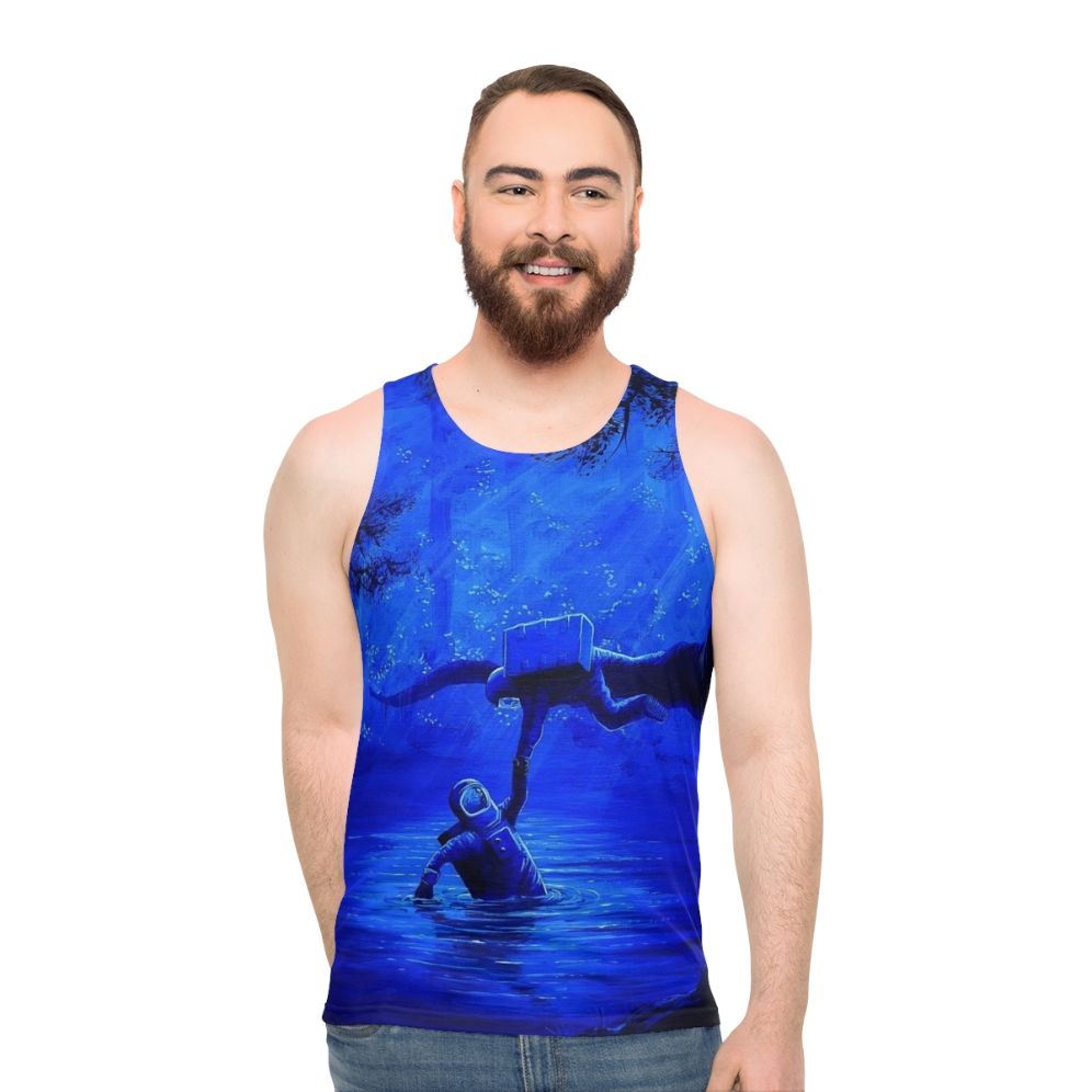 Astronaut spaceman space surrealism nature unisex tank top