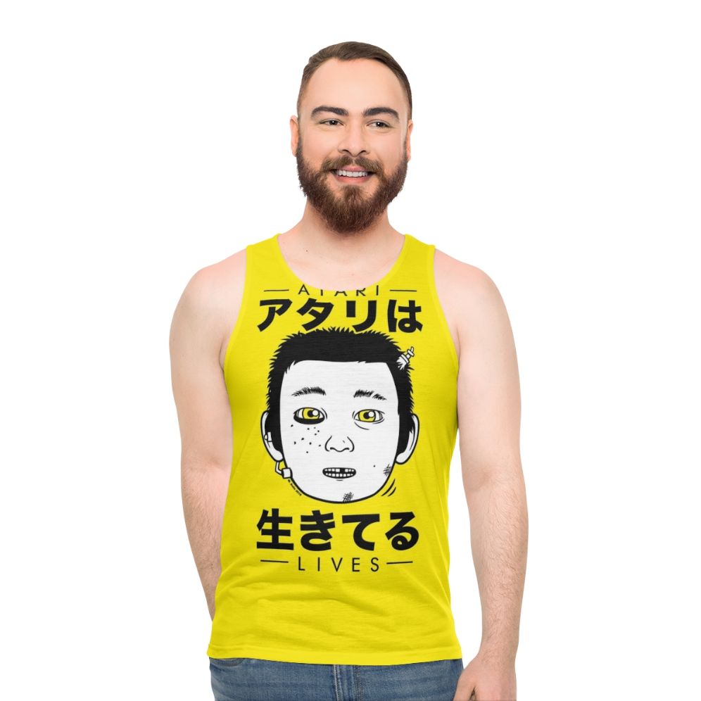 Unisex Atari-inspired tank top with Japanese culture graphics