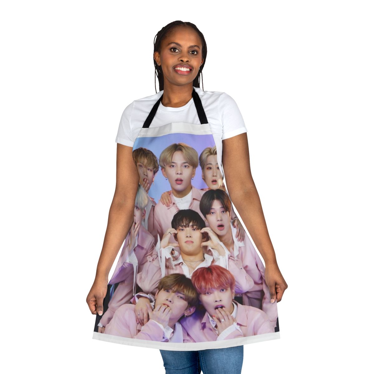 Ateez-themed apron with group members' names