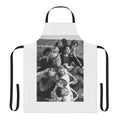 ATEEZ members featured on a custom-designed apron inspired by the group's Dazed magazine photoshoot.