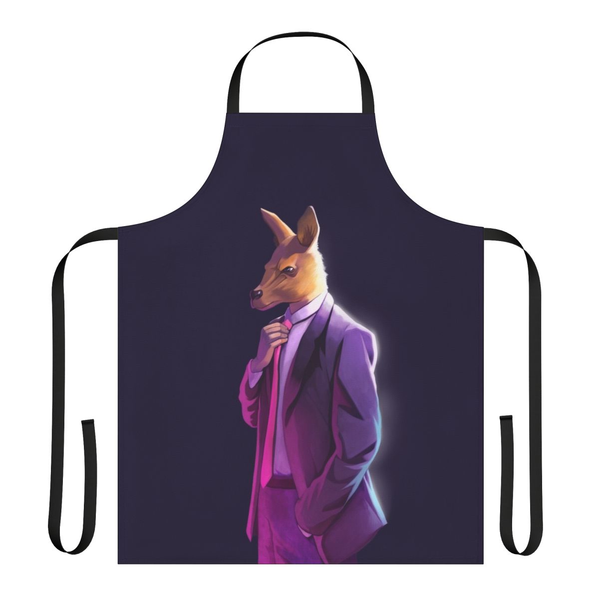 Atheist apron featuring a kangaroo in a suit design with the text "Atheism Is Unstoppable"