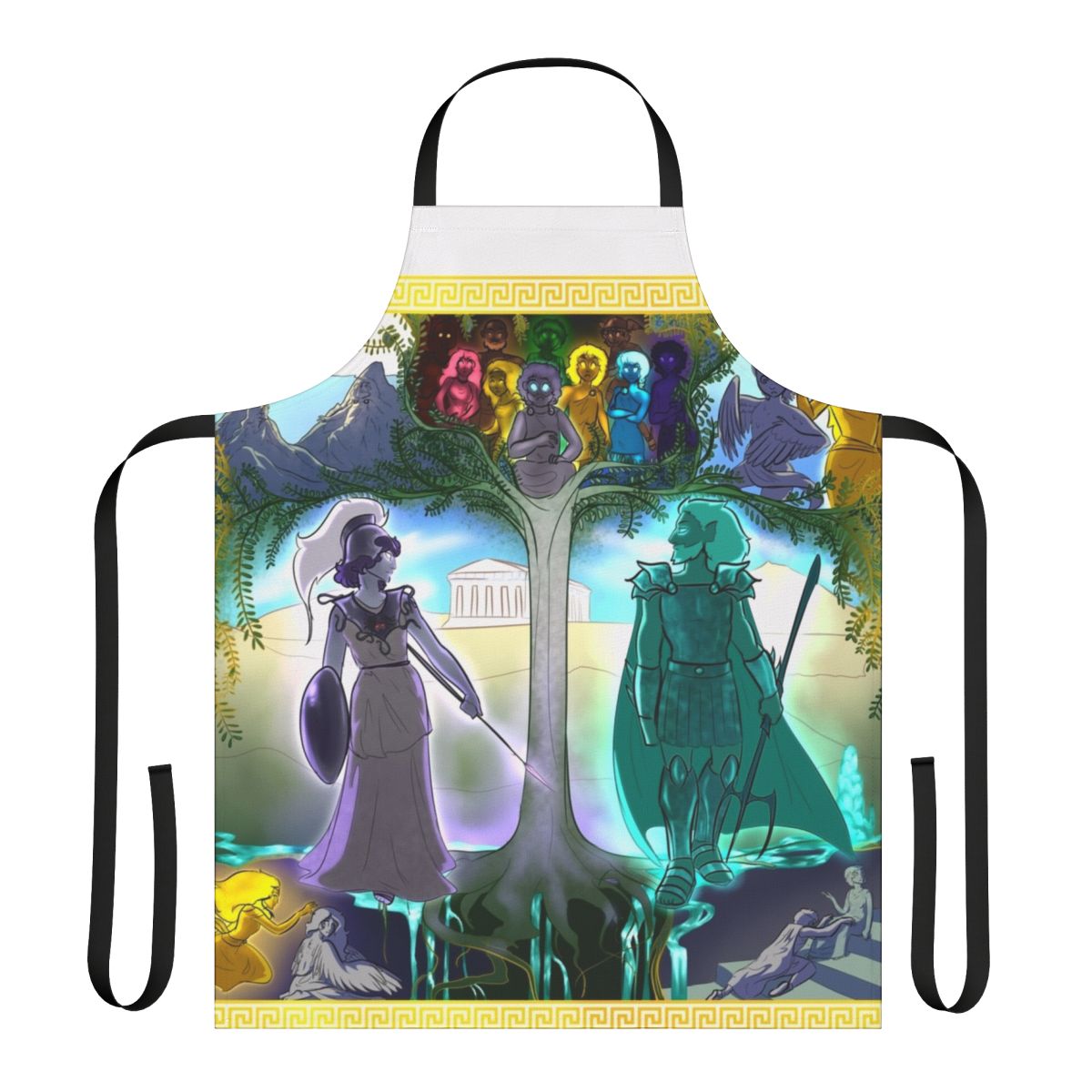 Athena Inspired Tapestry Apron featuring Greek goddess imagery