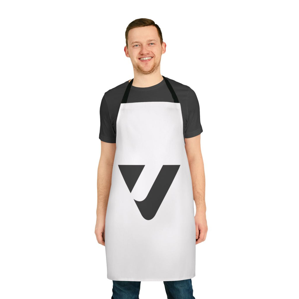 Fashionable apron featuring a letter V logo design, great for athletic, culinary, or home use.