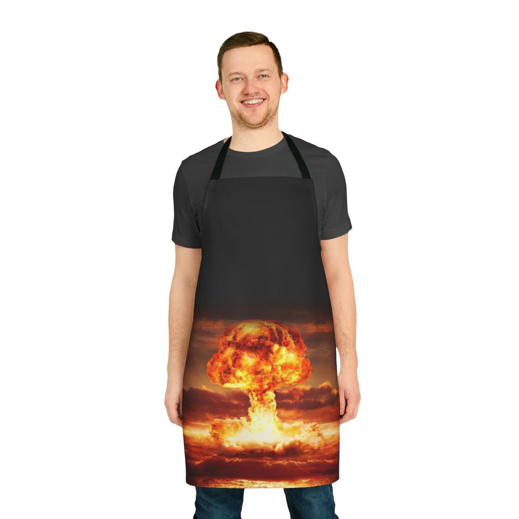 Atomic Blast Novelty Apron featuring a graphic design of a nuclear explosion
