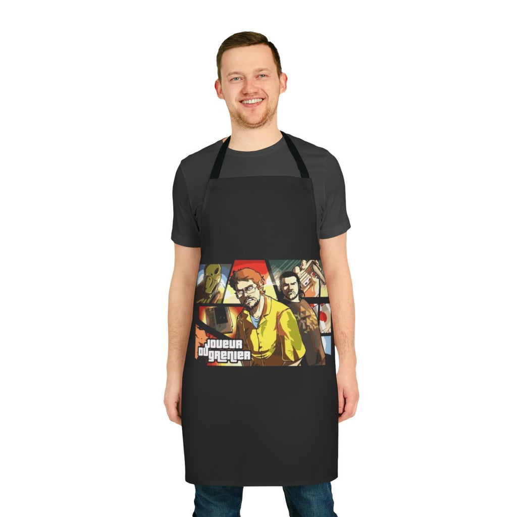 Attic Player inspired apron with gaming and video game references