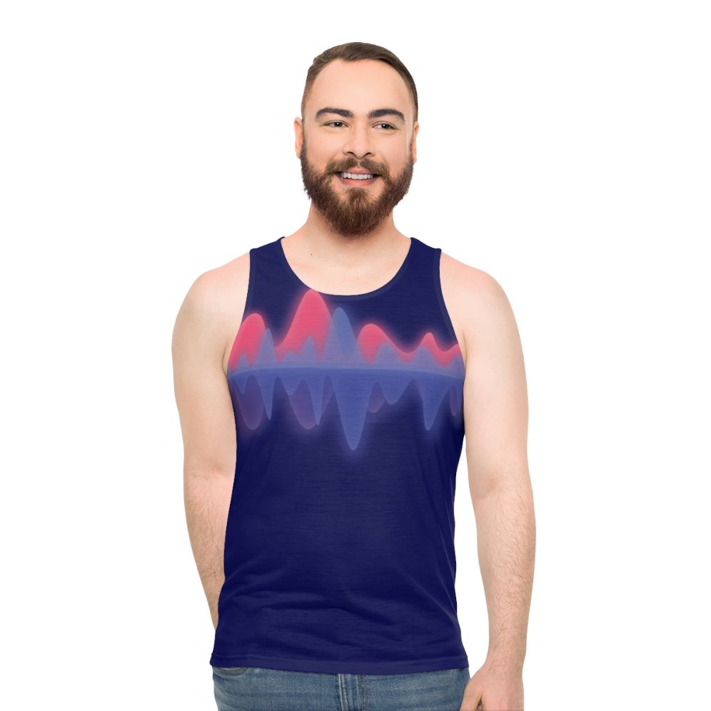 Unisex tank top with audio wave pattern design