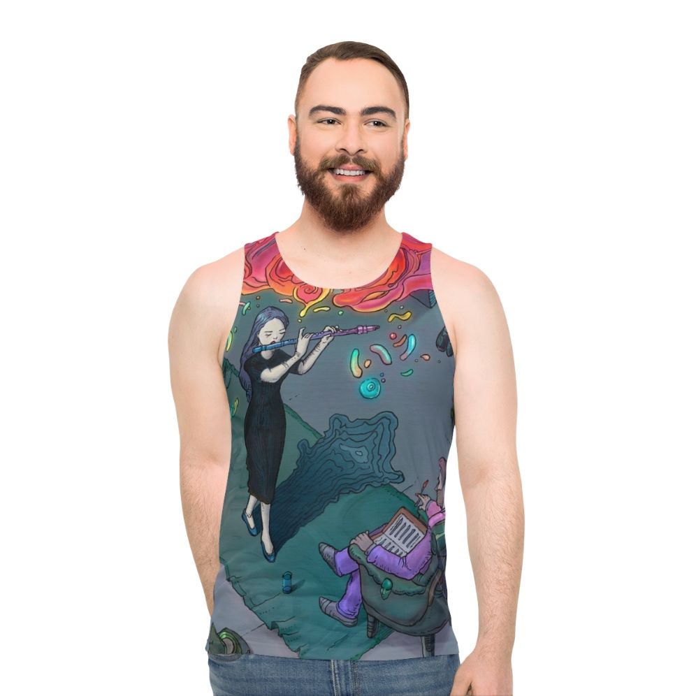 Audition unisex music tank top with lineart design