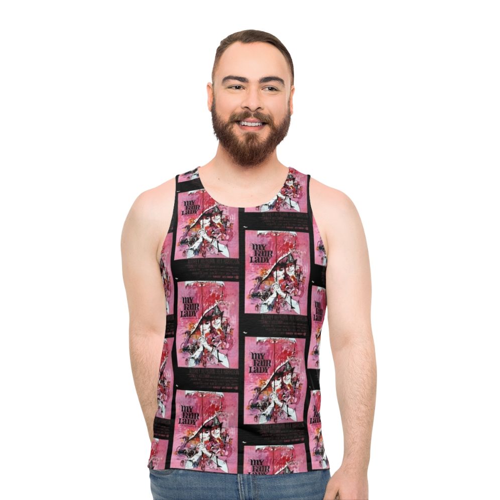 Unisex tank top featuring the movie poster of Audrey Hepburn's My Fair Lady