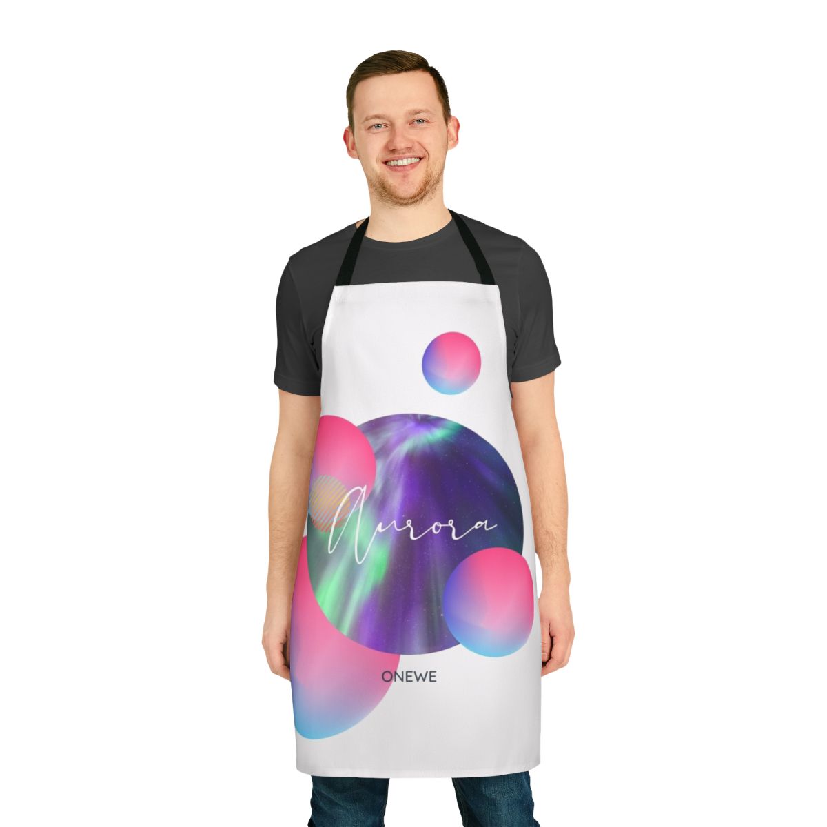 Aurora-inspired onewe fan apron featuring kpop music lyrics and design